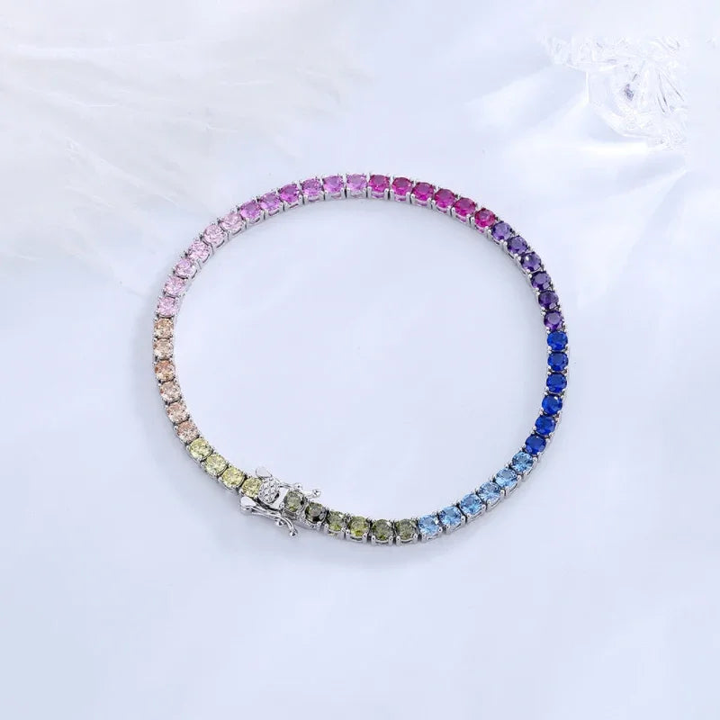 925 Sterling Silver Colorful Zircon Tennis Bracelet for women