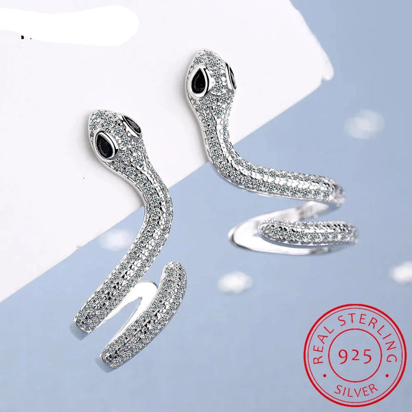 925 Sterling Silver Snake Stud Earrings for Women