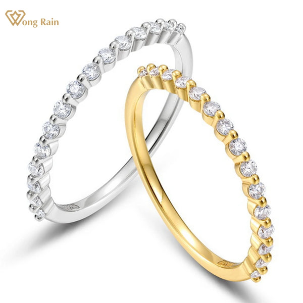 Wong Rain 18K Gold Plated 925 Sterling Silver 3EX VVS1 D Color Real Moissanite Pass Test Diamond Wedding Women Ring Jewelry Band