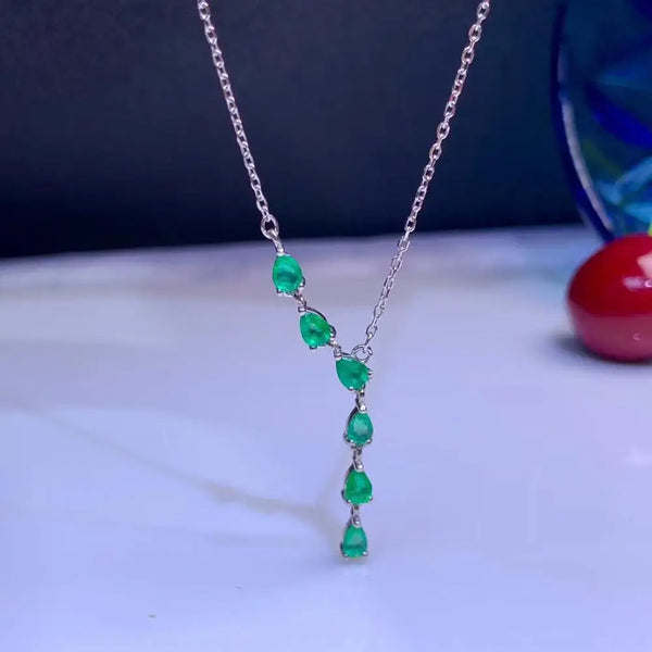 925 Silver Emerald Pendant Necklace for Women