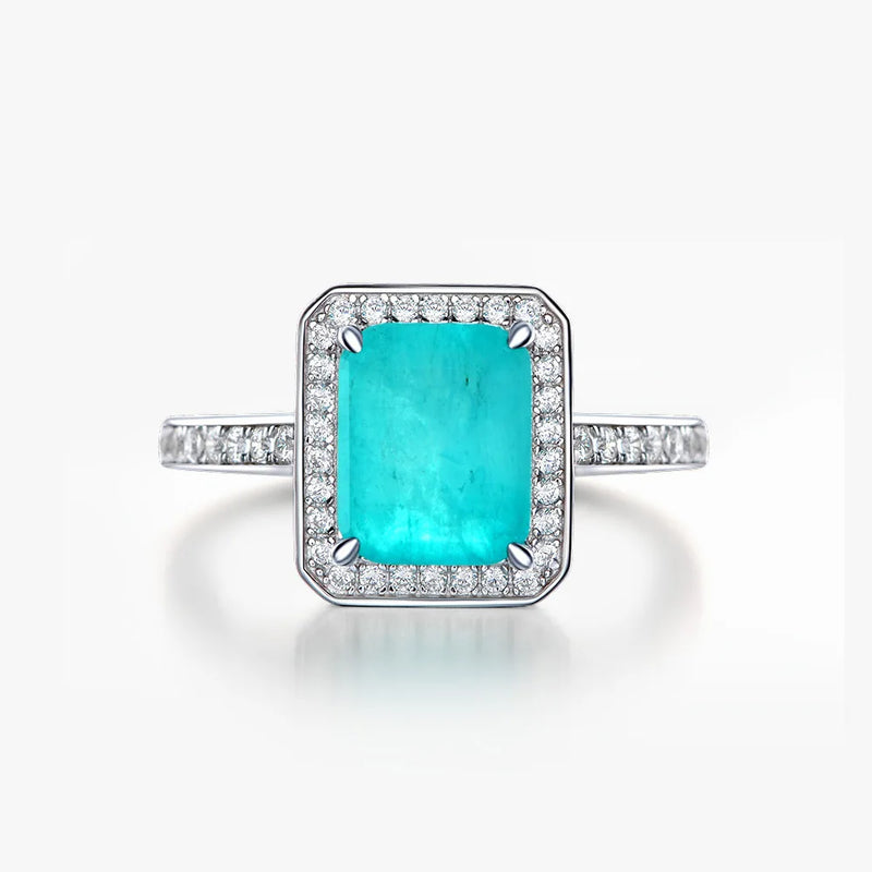 Sterling Silver Synthetic Paraiba 3.16ctw Ringfor women.