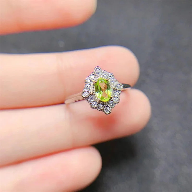 925 Silver Garnet Citrine Opal Spinel Peridot Adjustable Ring for Women