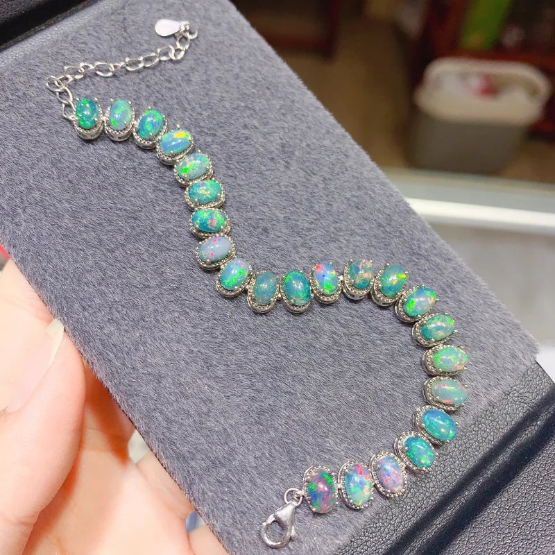 Sterling Silver Black Opal Bracelet for Women