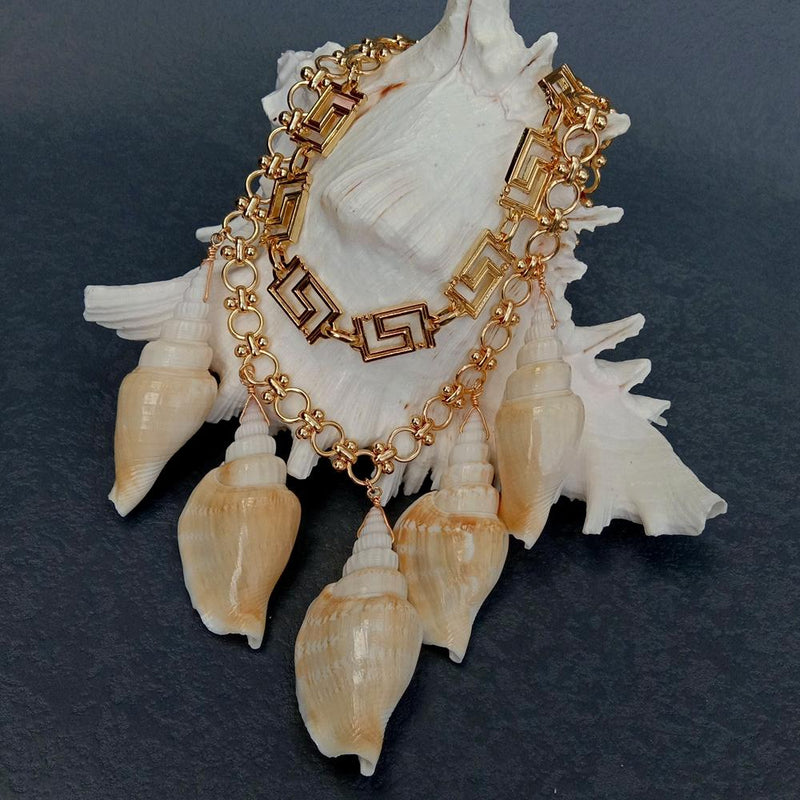 Y.YING 2 Rows Natural Sea Shell Gold Plated Chain Necklace Summer Beach Shell Choker Bohemian Rope Necklace