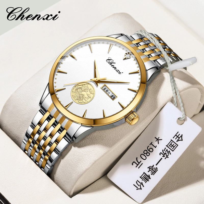 Stainless Steel Luxury Luminous Quartz Sport Wrist Watch with Date for Men