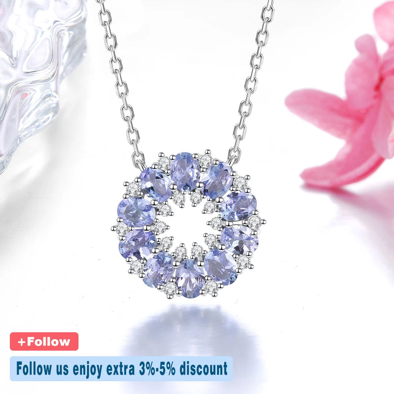 Sterling Silver 1.60 ctw Tanzanite Pendant for Women