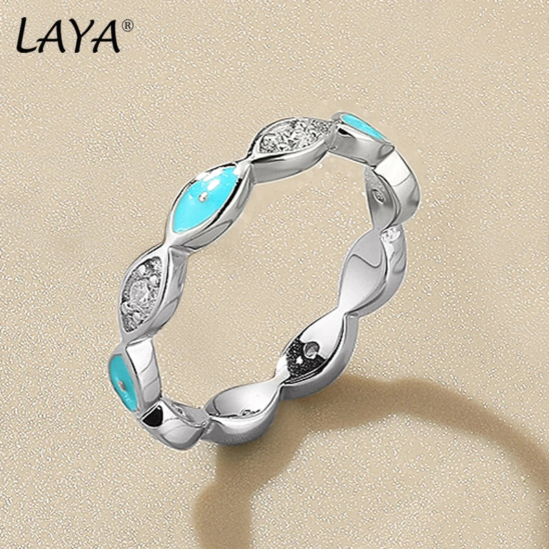 Sterling Silver Marquise Shaped Enamel Princess Ring for Women