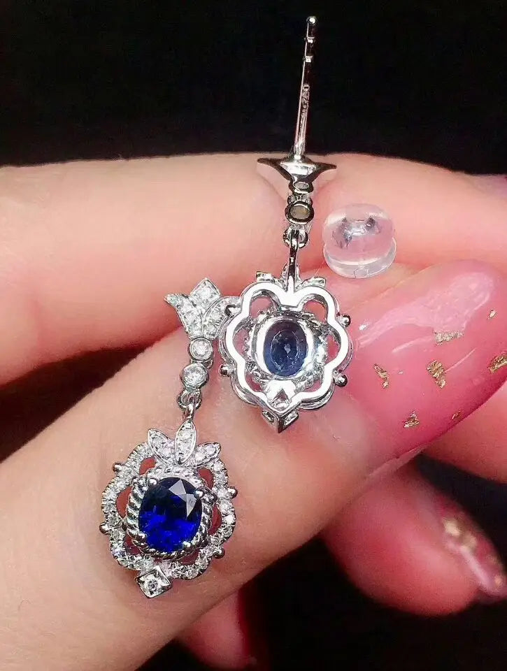 925 Sterling Silver Sapphire Drop Earrings