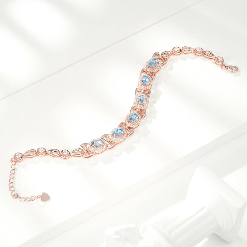 925 Sterling Silver Natural Topaz Tennis Bracelet for Women