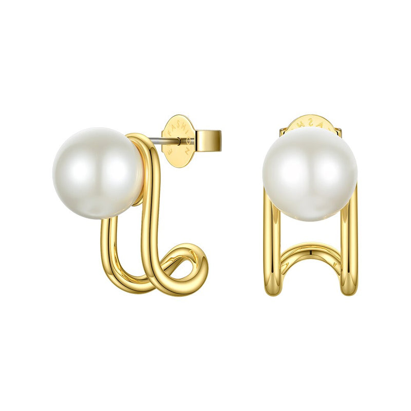 ENFASHION Piercing Pearl Stud Earrings For Women Gold Color Earings Aretes De Mujer Christmas Fashion Jewelry Wholesale E191144