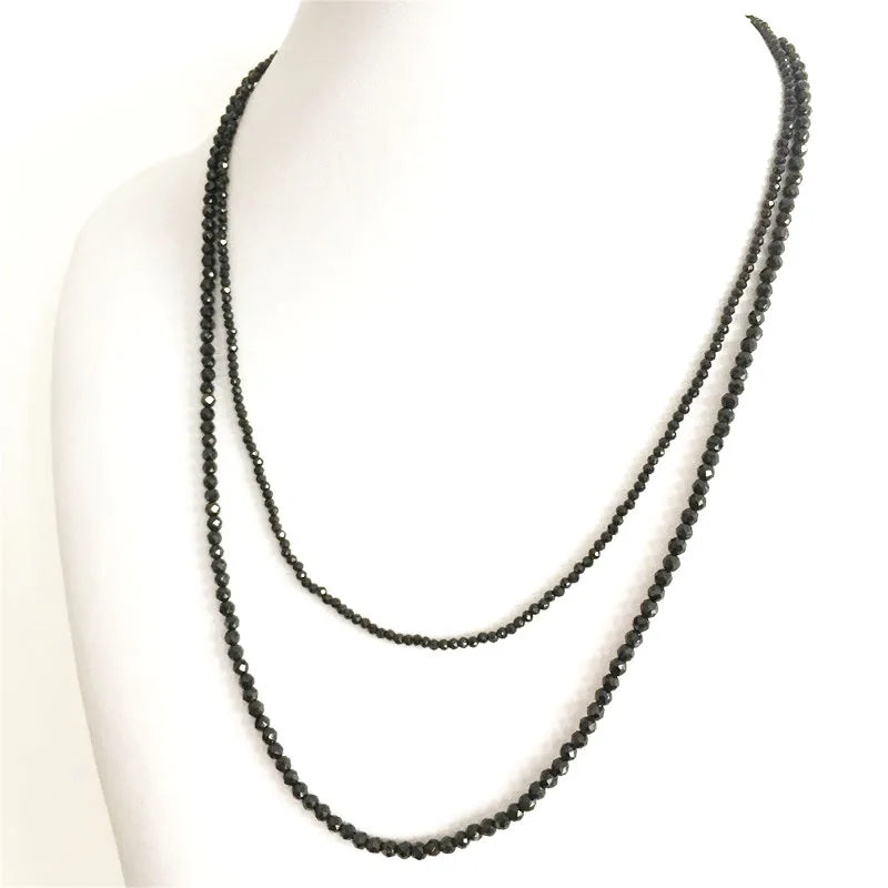 Sterling Silver Black Beads Short Necklace for Women