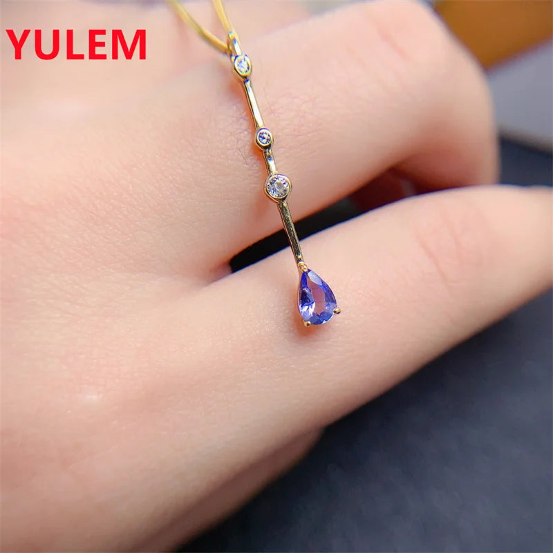 Solid 925 Silver Tanzanite Pendant for Women