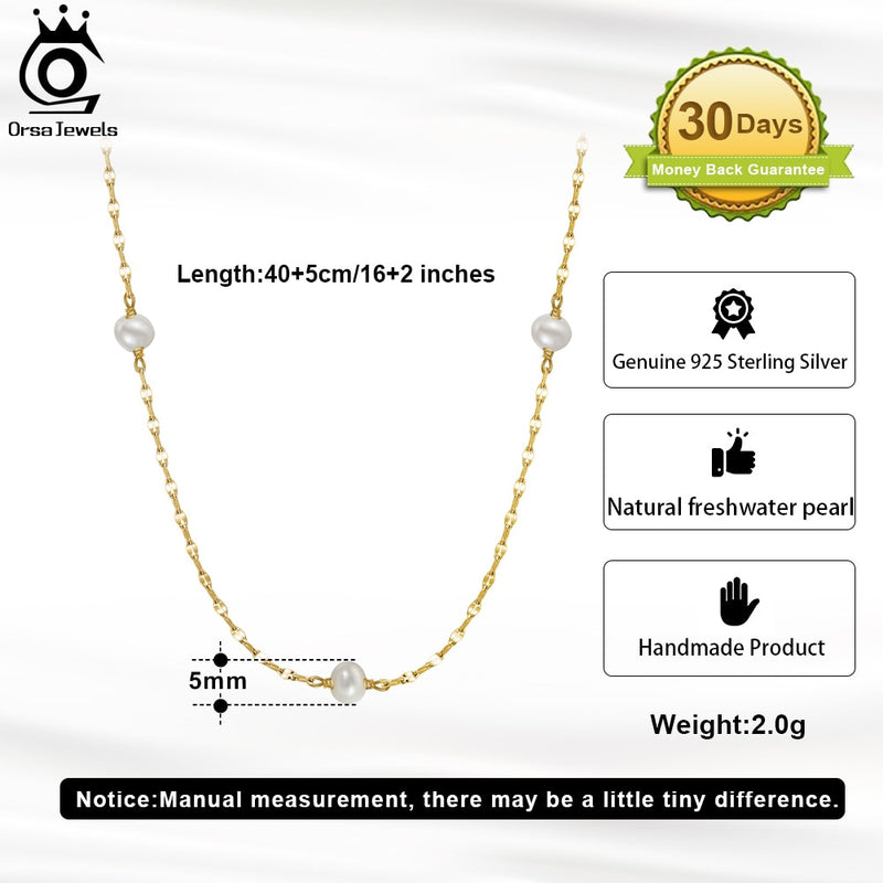 925 Sterling Silver Baroque Pearl Necklace for Women