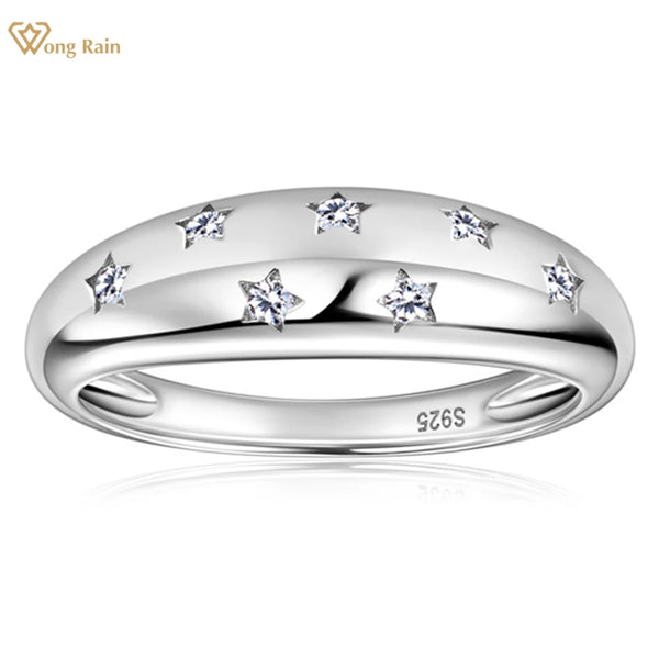 Wong Rain 18K Gold Plated 925 Sterling Silver 3EX VVS1 Sparkling Star Real Moissanite Pass Test Diamond Couple Ring Fine Jewelry