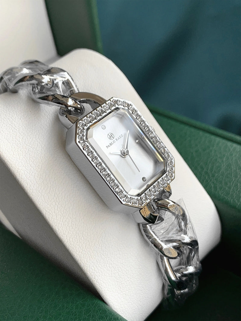 Elegant Diamond Stainless Steel Waterproof Wristwatch for Women