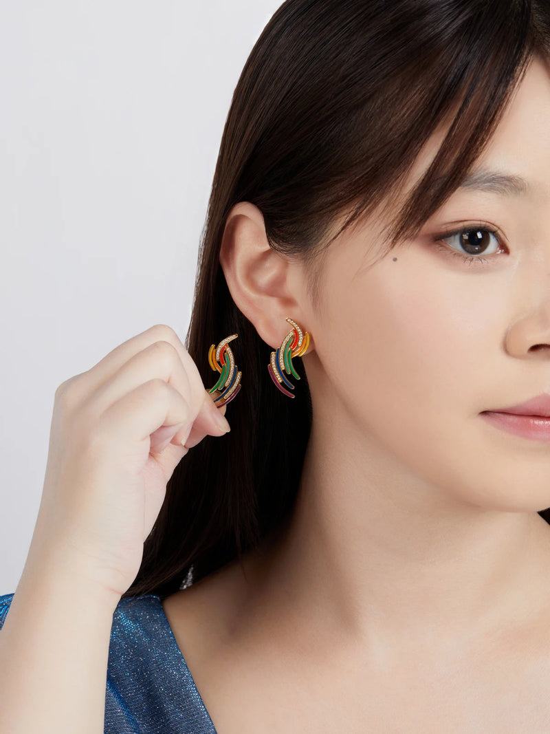 Sterling Silver Rainbow Shaped Earrings for Women