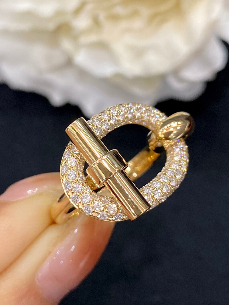 18K Gold Pig Nose Diamond Ring for Women