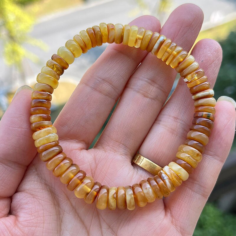 Sterling Silver Natural Amber Bracelet for Unisex