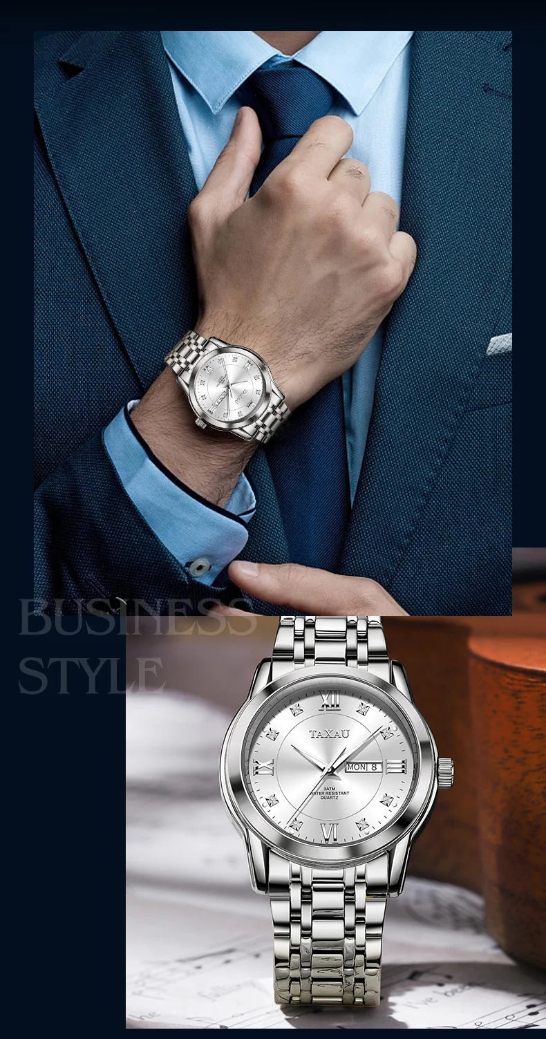 Stainless Steel Quartz Classic Watch for Men