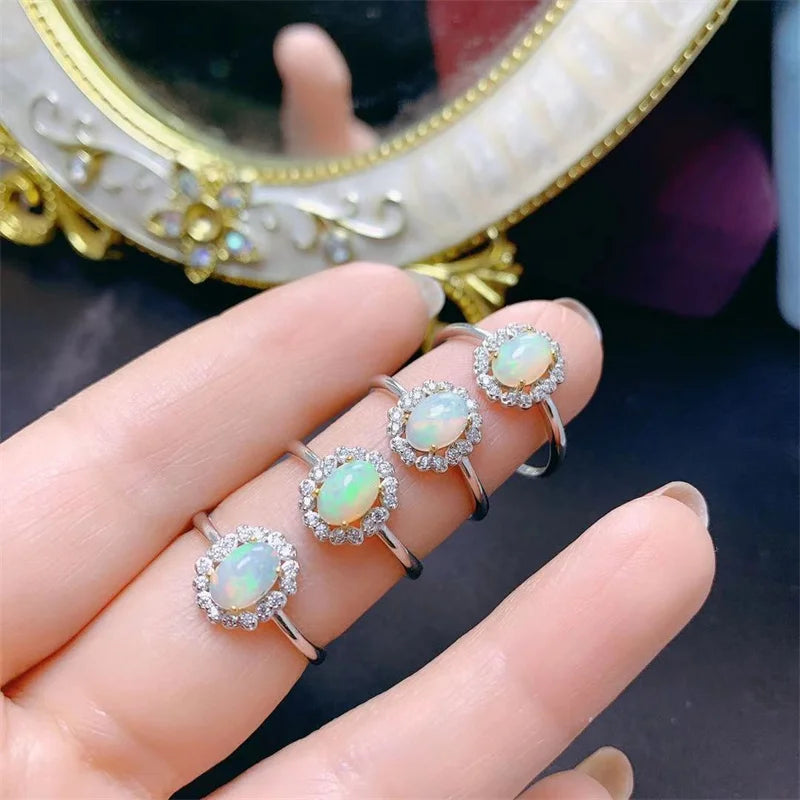 Sterling Silver Opal Wedding Ring for Women