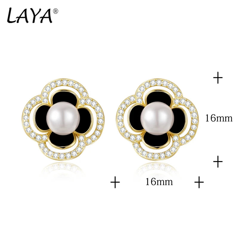 Sterling Silver Pearl Zircon Earrings for Women