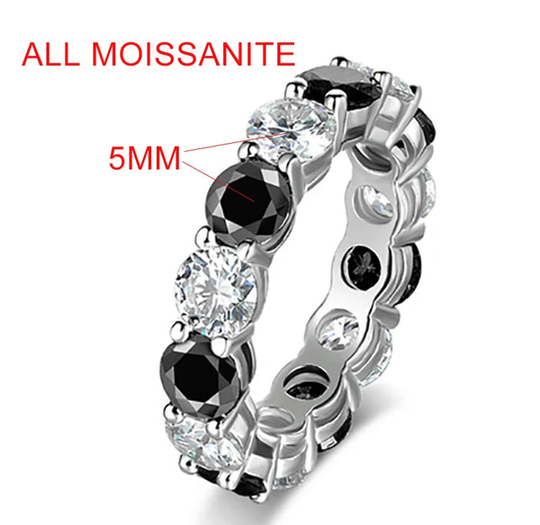 925 Sterling Silver 5mm Two-Color Moissanite Stackable Band for Women/Men