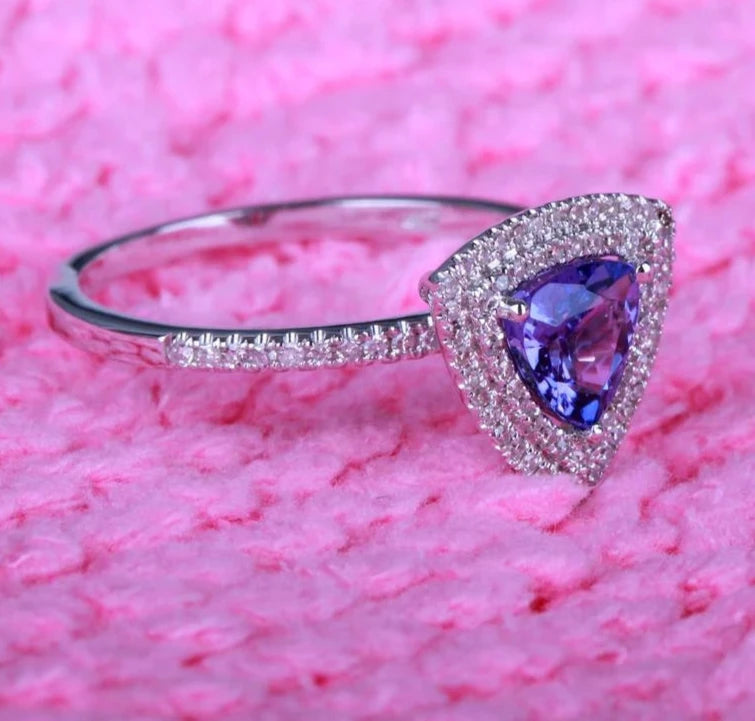 14K White Gold Tanzanite Diamond Ring for Women