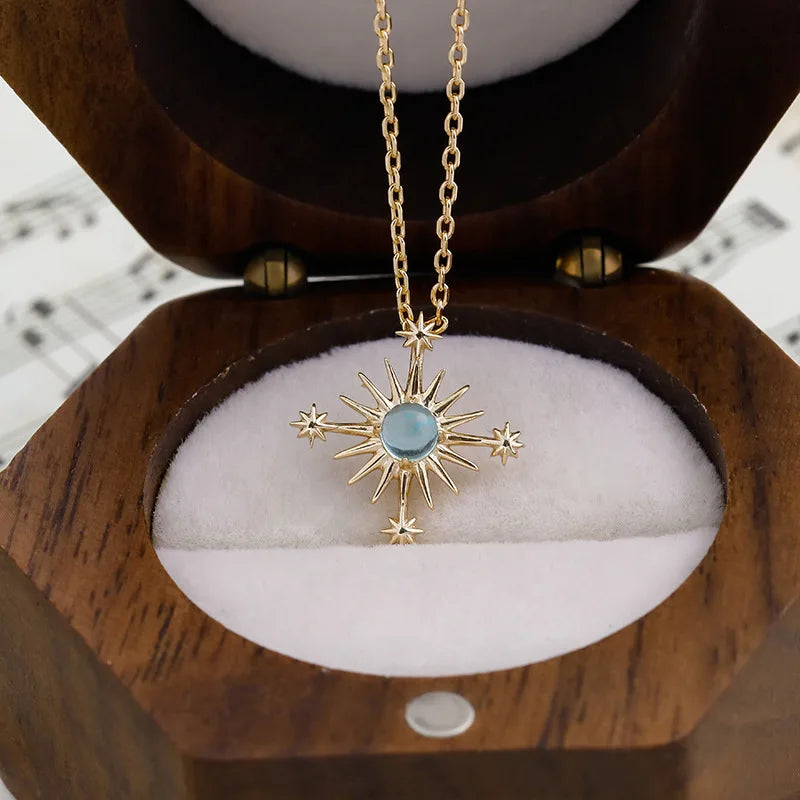 925 Sterling Silver Apatite Star Pendant Necklace for Women