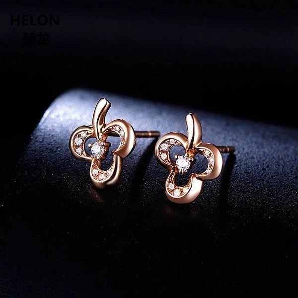 14k Rose Gold Natural Diamonds Stud Earrings for Women