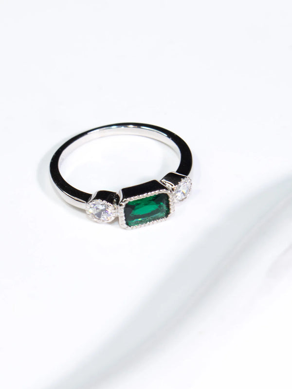 925 Silver Nano Emerald Bezel Setting Ring for Her