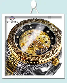 Stainless Steel Skeleton Automatic Watch for Men