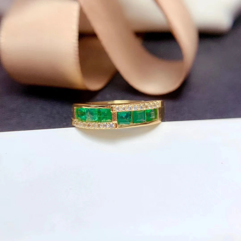 925 Sterling Silver Emerald Ring for Women