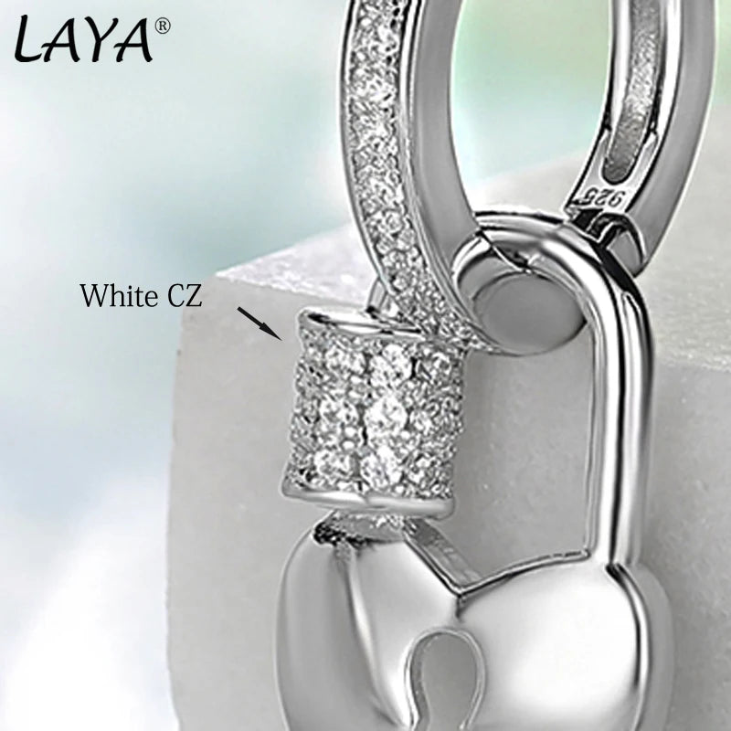 Sterling Silver Zircon Heart Huggie Earrings for Women