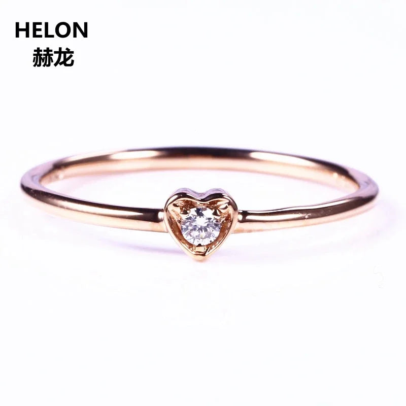 Solid 10k Rose Gold Heart VS/H Natural Diamonds Engagement Ring for Women