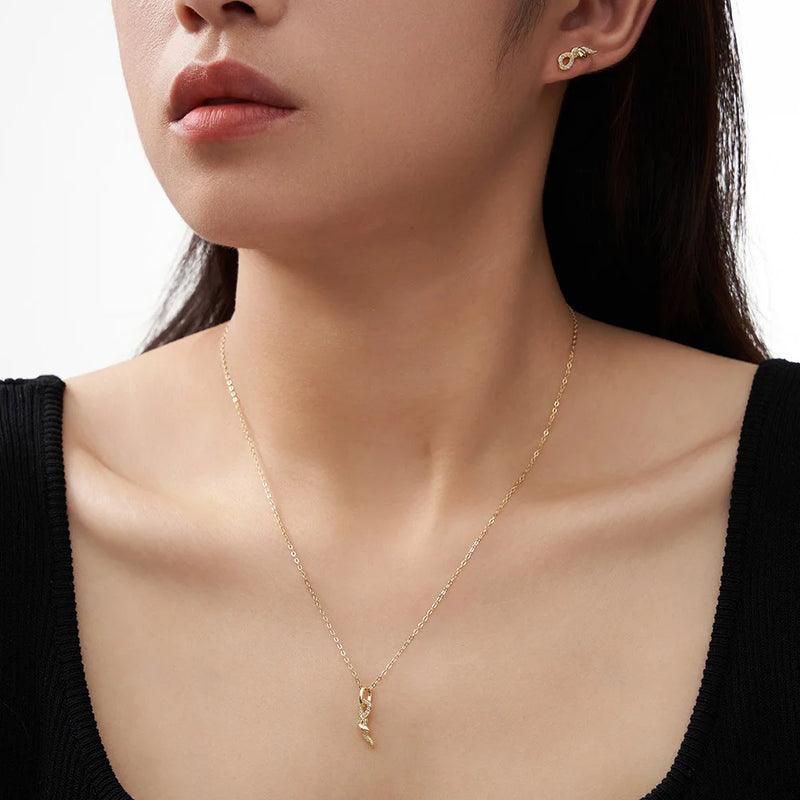 925 Sterling Silver Snake Pendant with Zircon Necklace for Her