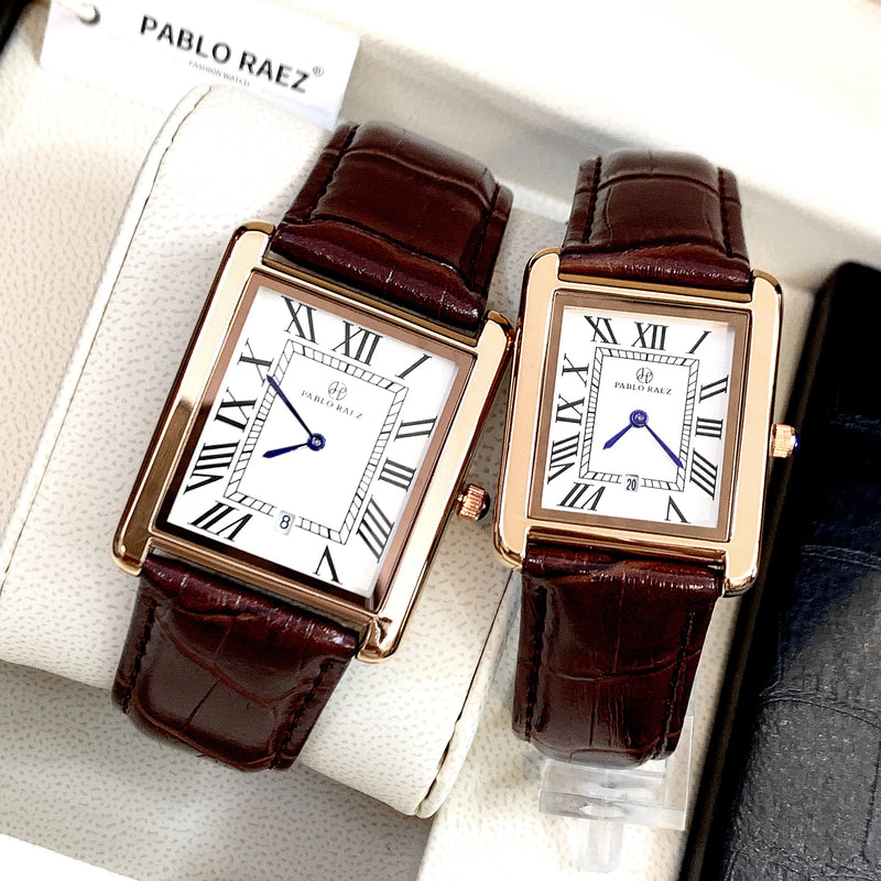 Luxury Square Dial Wristwatch with Date for Man and Woman