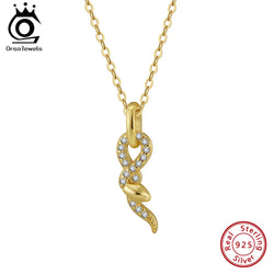 925 Sterling Silver Snake Pendant with Zircon Necklace for Her