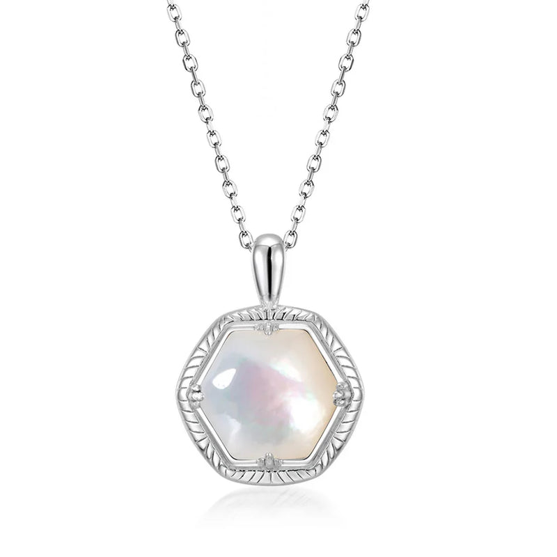 925 Sterling Silver White Shell Pendant Necklace for Women