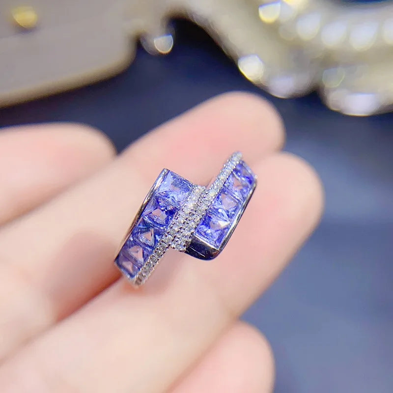 925 Sterling Silver Tanzanite Ring for Women