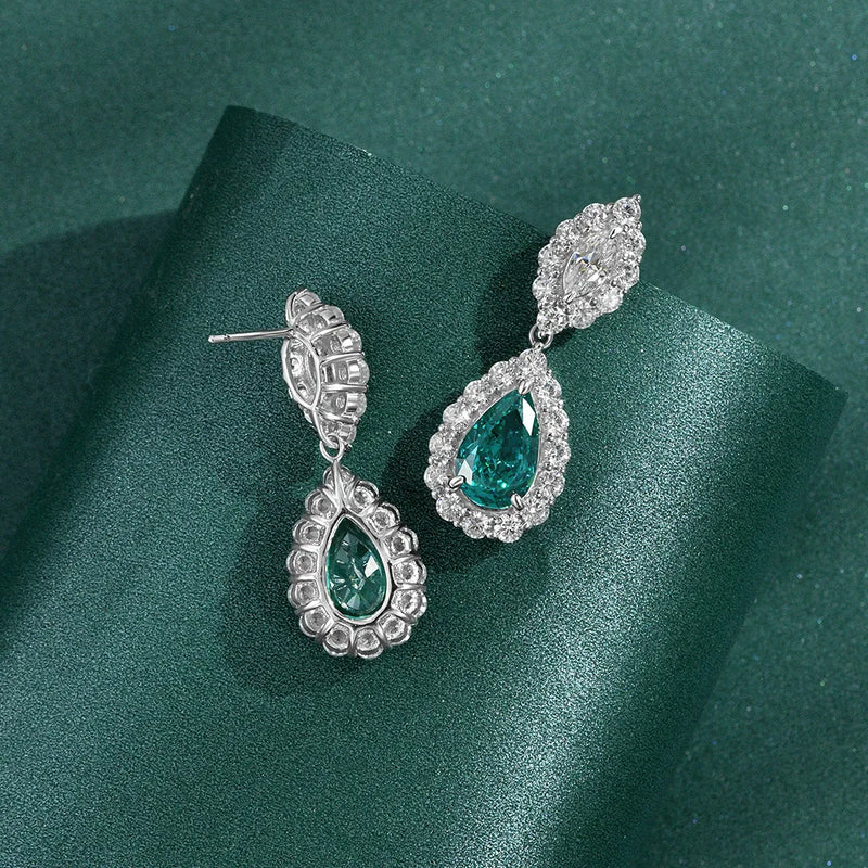 S925 Silver Water Drop Tourmaline Earrings for Women