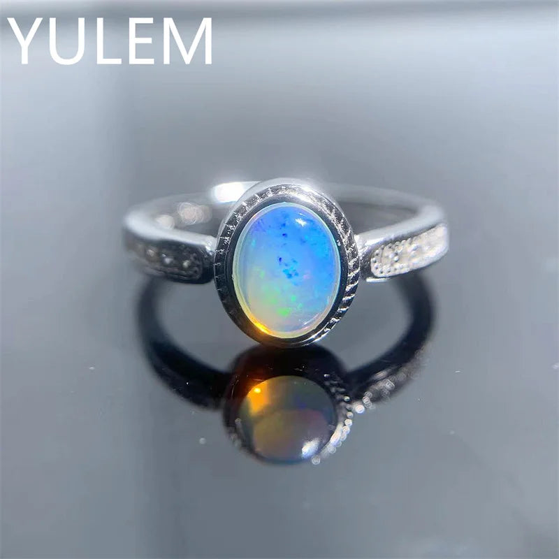 925 Silver Natural Opal Ring for Women