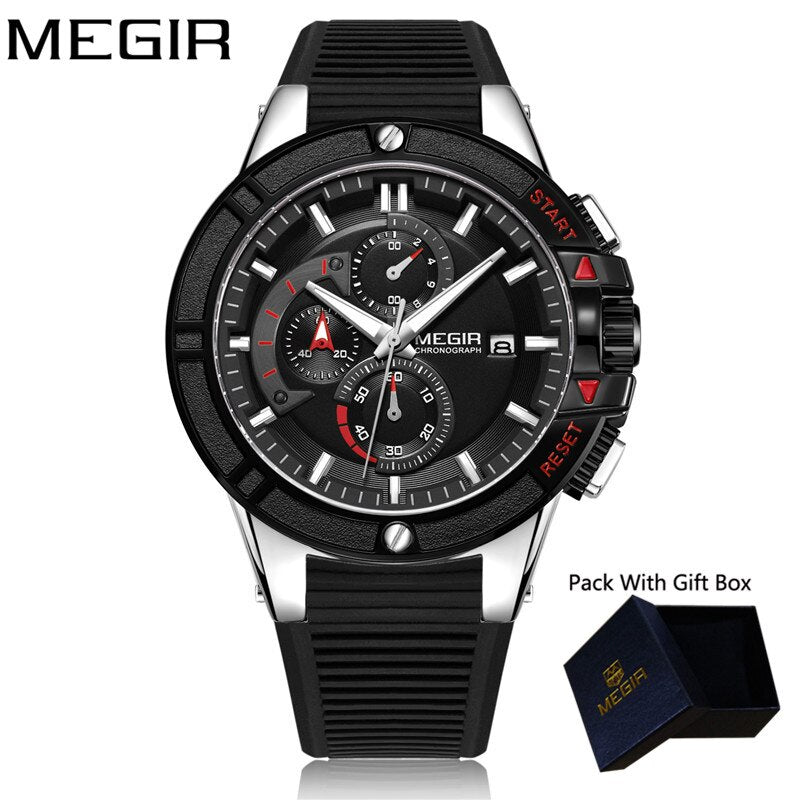 Stainless Steel Rubber Chronograph Watch for Men