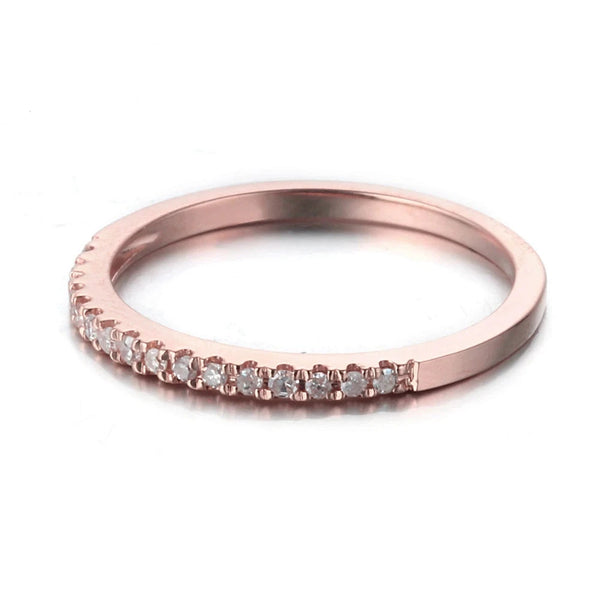 14K Rose Gold Diamond Delicate Ring for Lady