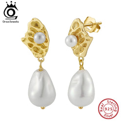 S925 Silver Shell Pearl Dangle Earrings for Women