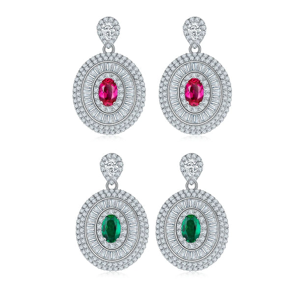 925 Sterling Silver Oval Cut 1.05 CT TW Gemstone Drop Earrings for Women