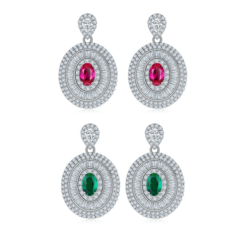 925 Sterling Silver Oval Cut 1.05 CT TW Gemstone Drop Earrings for Women