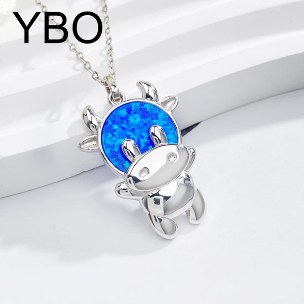 Sterling Silver Cow Pendant Necklace for Women Girls