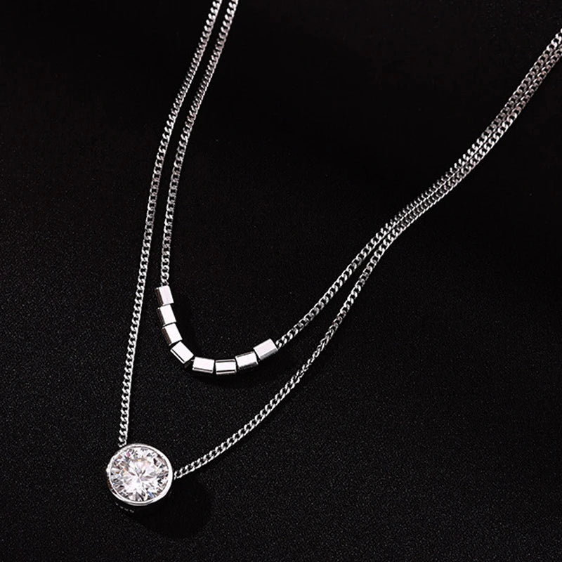 Sterling Silver 6.5mm Moissanite Bubble Necklace for Women