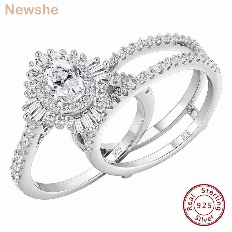 Sterling Silver Sunflower Engagement Rings with Oval Cut Cubic Zirconia for Women