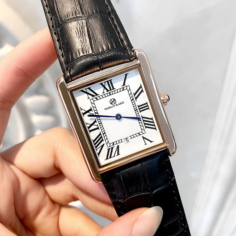 Luxury Men's & Women's Fashion Rectangle Thin Leather Watch